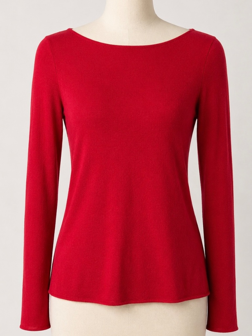 Intimissimi Cashmere Blend Red Long Sleeve Boat Neck Ultralight Top Size Large